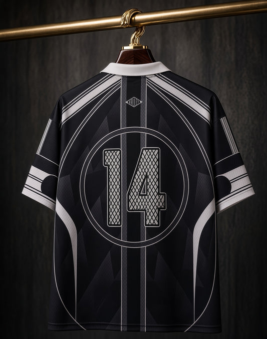 Vale Star "14" Retro Football Jersey – Black & White