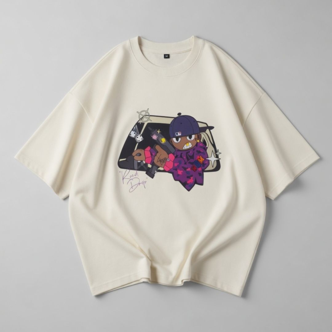 ''CREAM'' Oversized Heavyweight Drop Shoulder T-Shirt.