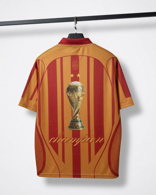 Spain "Champion" Retro Concept Football Jersey - Red & Gold