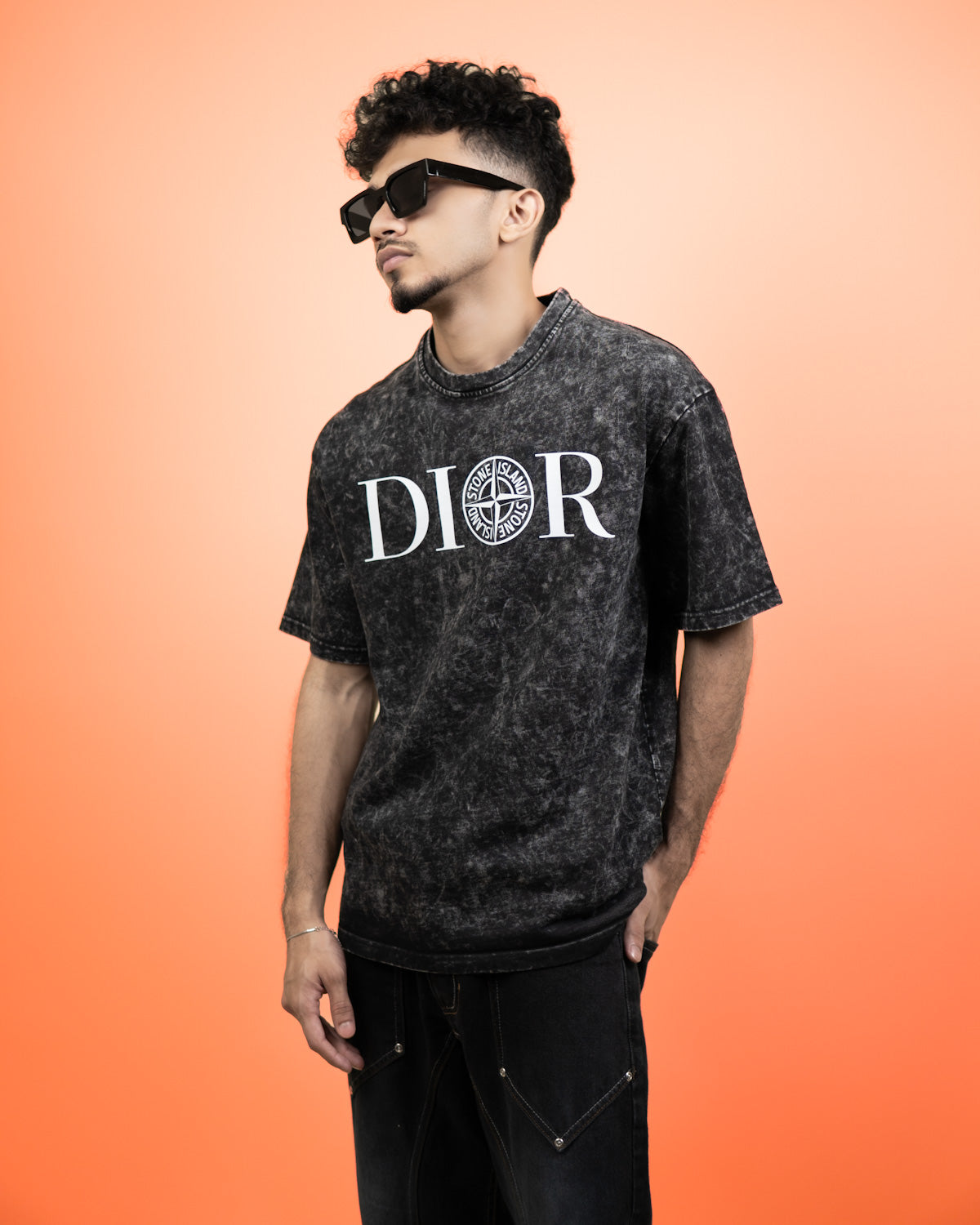 DIOR'' Oversized Heavyweight Drop Shoulder T-Shirt In Acid Wash