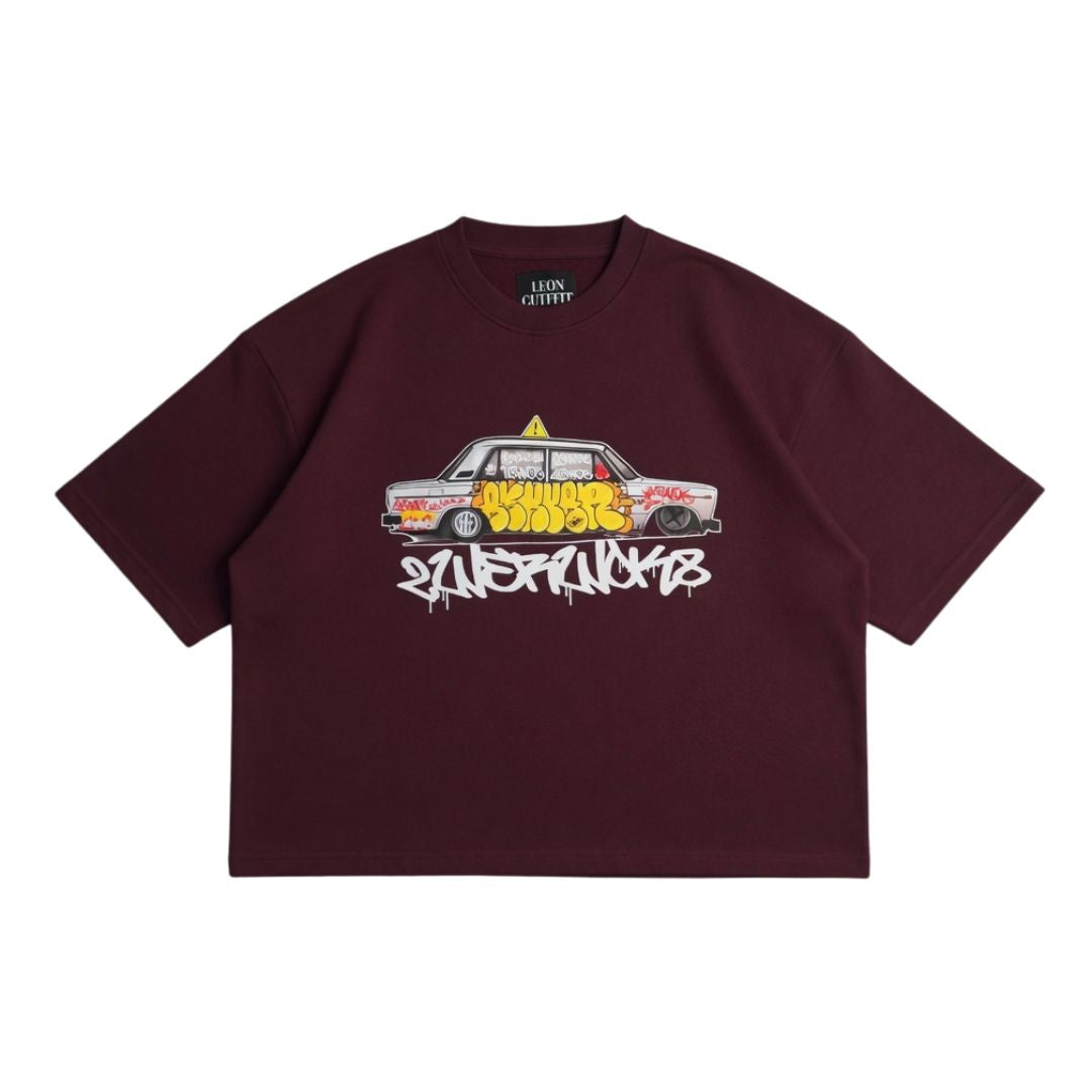 ''MAROON'' Oversized Heavyweight Drop Shoulder T-Shirt.