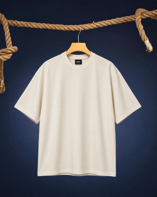 ''CREAM'' Oversized Heavyweight Drop Shoulder T-Shirt.