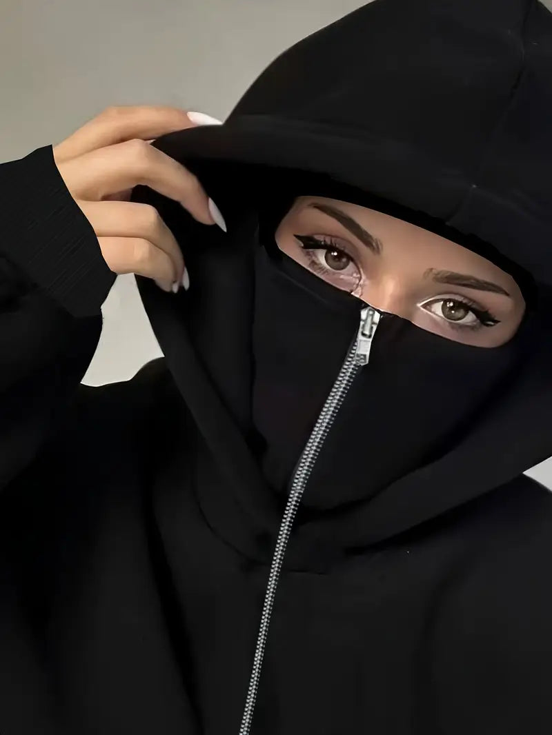 400 GSM Heavyweight Balaclava Hoodie - Oversized Stealth Fit