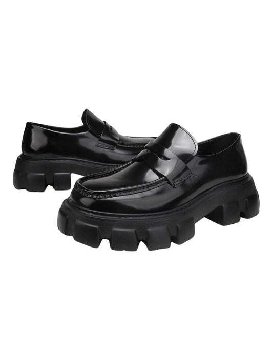 The Heritage Lug-Sole Penny Loafers - Midnight Black