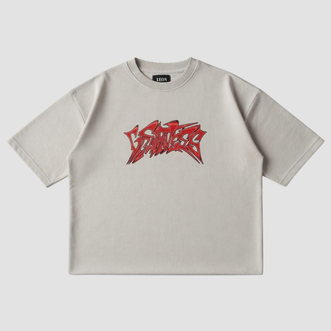 ''CREAM'' Oversized Heavyweight Drop Shoulder T-Shirt.