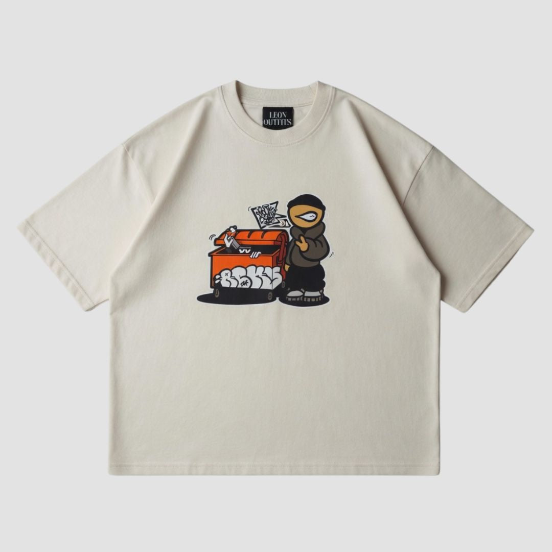 ''CREAM'' Oversized Heavyweight Drop Shoulder T-Shirt.