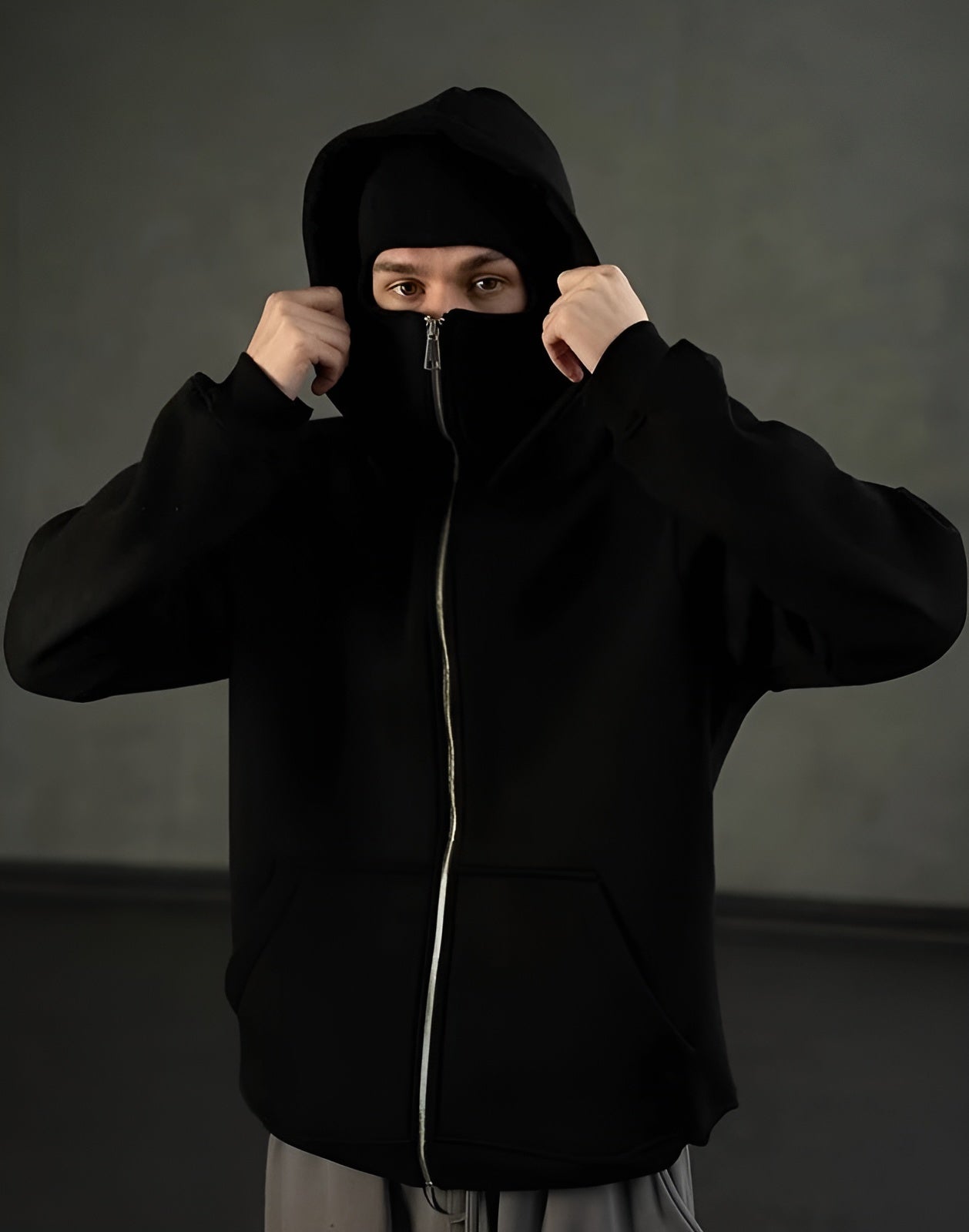 400 GSM Heavyweight Balaclava Hoodie - Oversized Stealth Fit