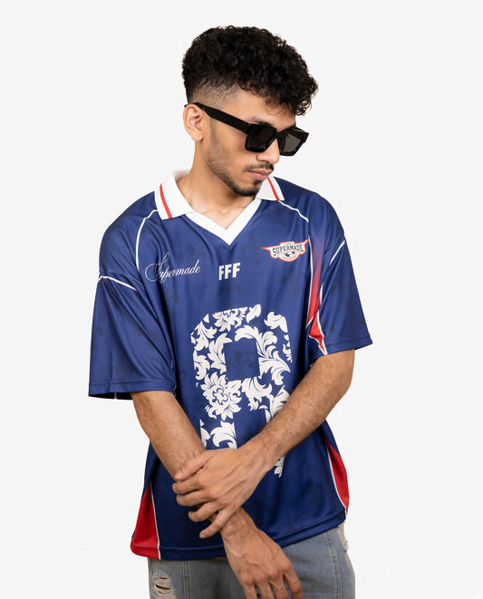FFF - Vintage Floral Paisley Oversized Jersey (Blue)