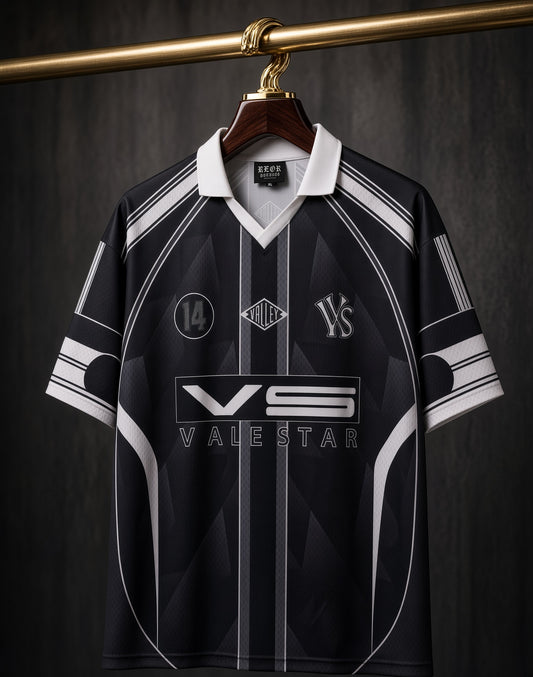 Vale Star "14" Retro Football Jersey – Black & White
