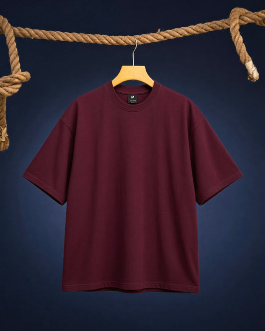 250+ GSM HEAVYWEIGHT DROPSHOULDER T-SHIRT IN MARRON