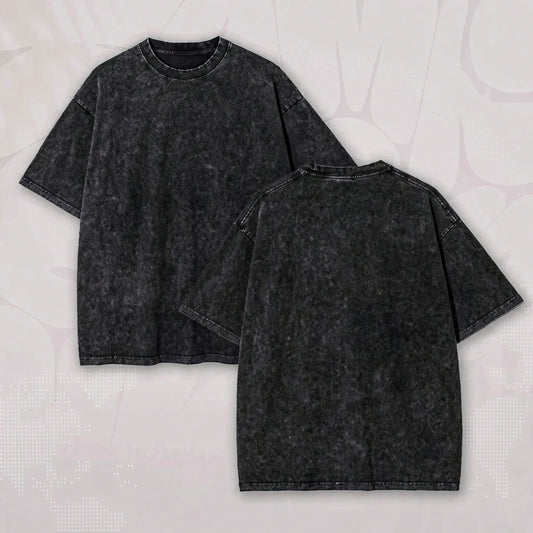 250+ GSM ACID WASH HEAVYWEIGHT DROPSHOULDER T-SHIRT IN BLACK