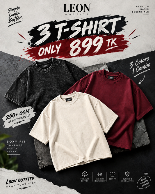 3-Piece Heavyweight Drop Shoulder T-Shirt Combo